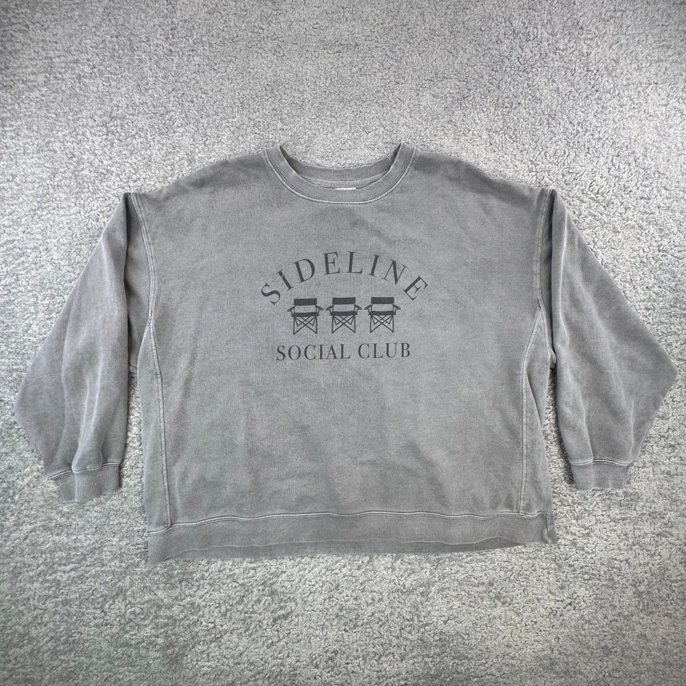 Ivy + Cloth Sideline Social Club Sweatshirt Womens Small Grey Cotton‎ Pullover